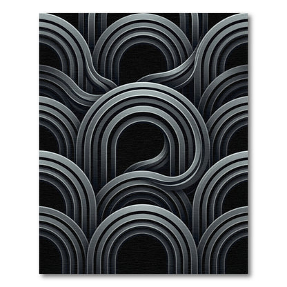 Grayscale Abstract Interlocking Arches Rug