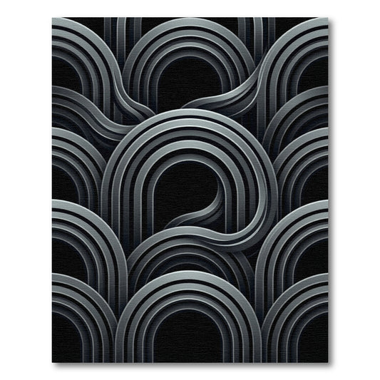 Grayscale Abstract Interlocking Arches Rug