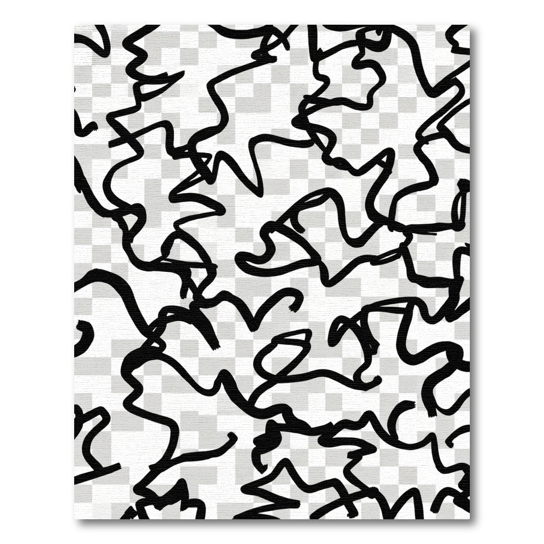 Abstract Black Freeform Brush Strokes Rug
