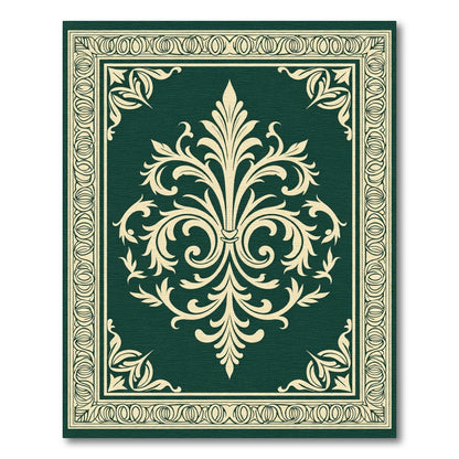 Deep Emerald Floral Damask Ornament Rug