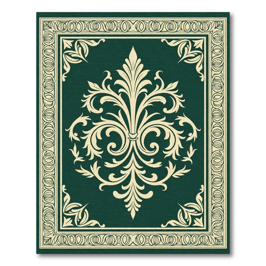 Deep Emerald Floral Damask Ornament Rug