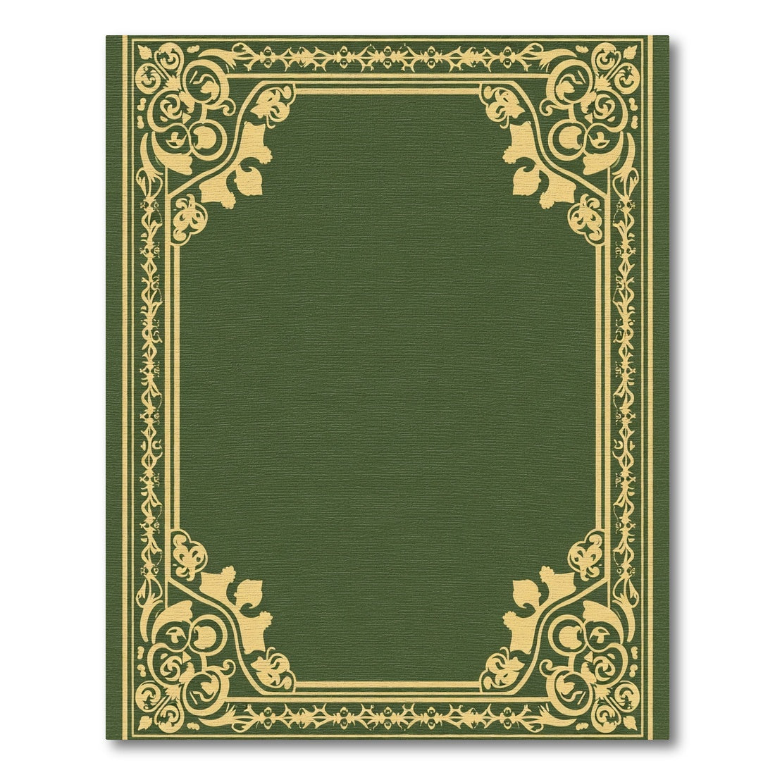 Olive Gold Ornate Floral Border Rug