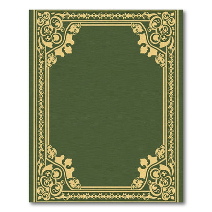 Olive Gold Ornate Floral Border Rug
