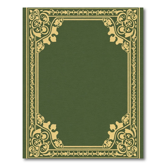 Olive Gold Ornate Floral Border Rug