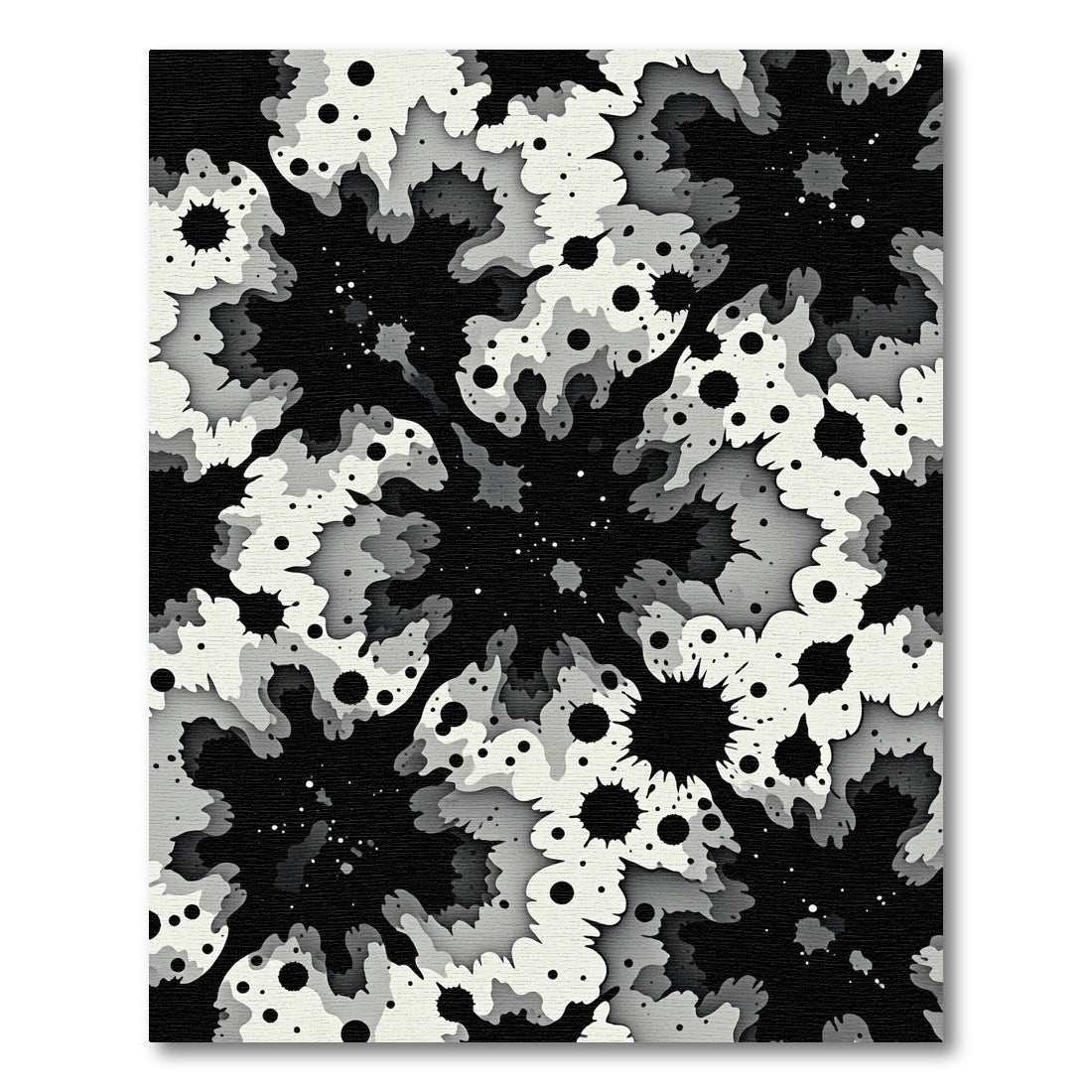 Monochromatic Splatter Bloom Abstract Rug