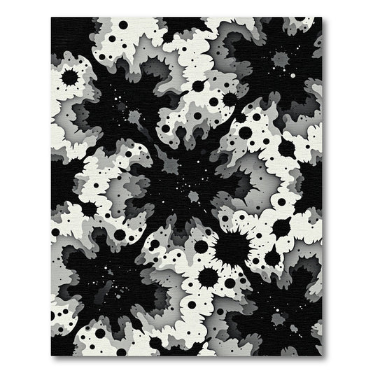 Monochromatic Splatter Bloom Abstract Rug