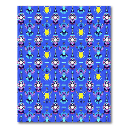 Vibrant Blue Floral Figure Composition Rug