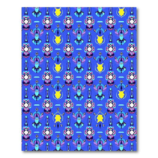 Vibrant Blue Floral Figure Composition Rug