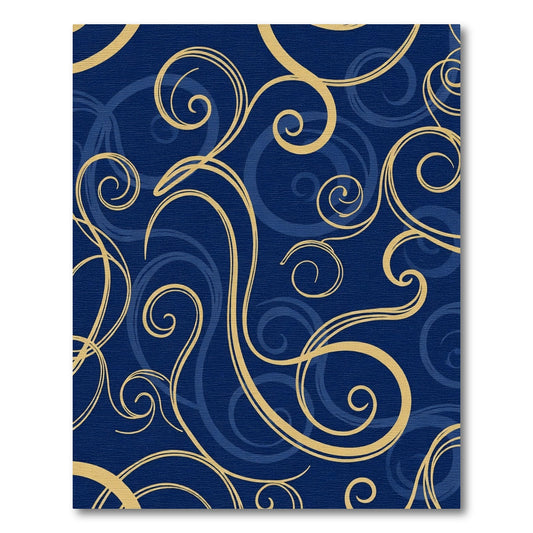 Golden Swirl Arabesque Navy Rug