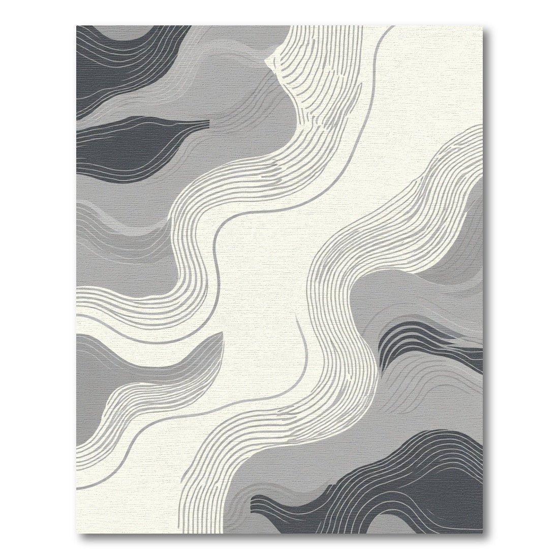 Monochromatic Abstract Wave Lines Rug