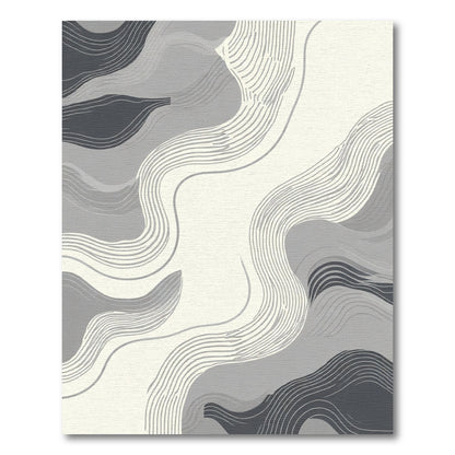 Monochromatic Abstract Wave Lines Rug