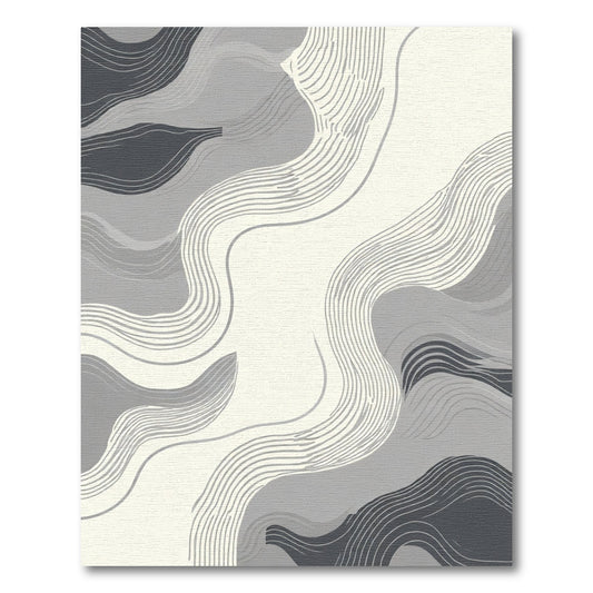 Monochromatic Abstract Wave Lines Rug