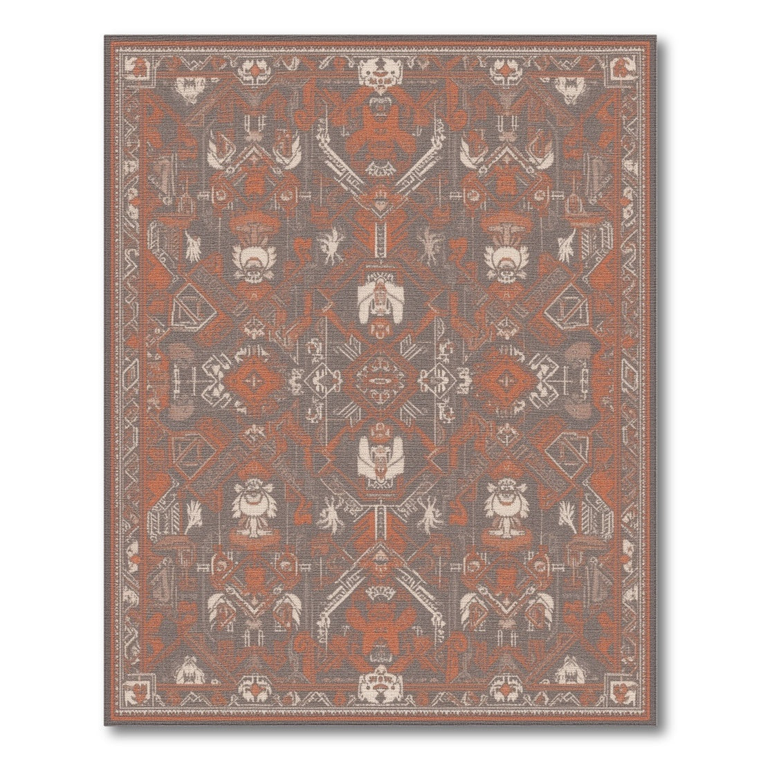 Orange Tribal Geometric Area Rug