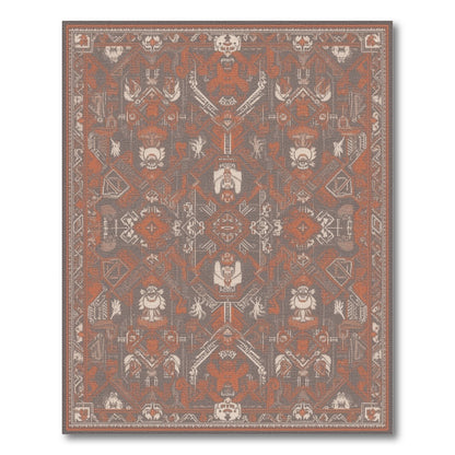 Orange Tribal Geometric Area Rug