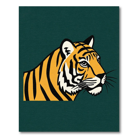 Golden Tiger Face Bold Stripes Rug