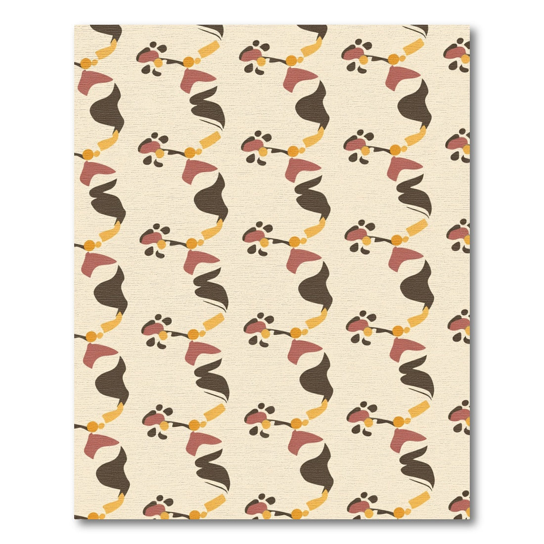 Retro Yellow Brown Abstract Swirl Rug
