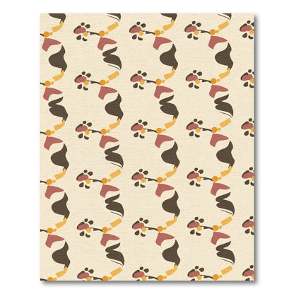 Retro Yellow Brown Abstract Swirl Rug