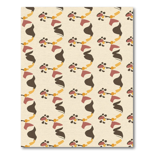 Retro Yellow Brown Abstract Swirl Rug
