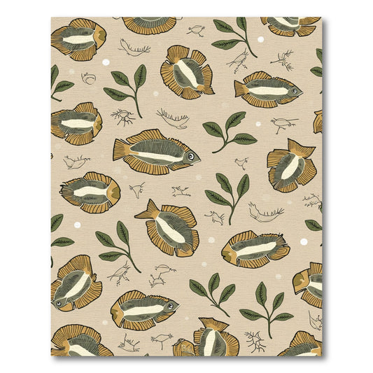 Golden Fish Leaves and Birds Rug
