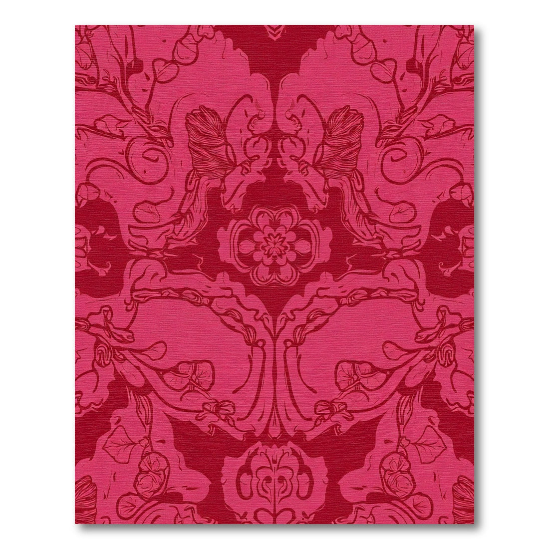 Crimson Romantic Floral Scroll Rug