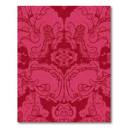 Crimson Romantic Floral Scroll Rug