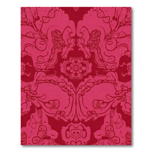 Crimson Romantic Floral Scroll Rug