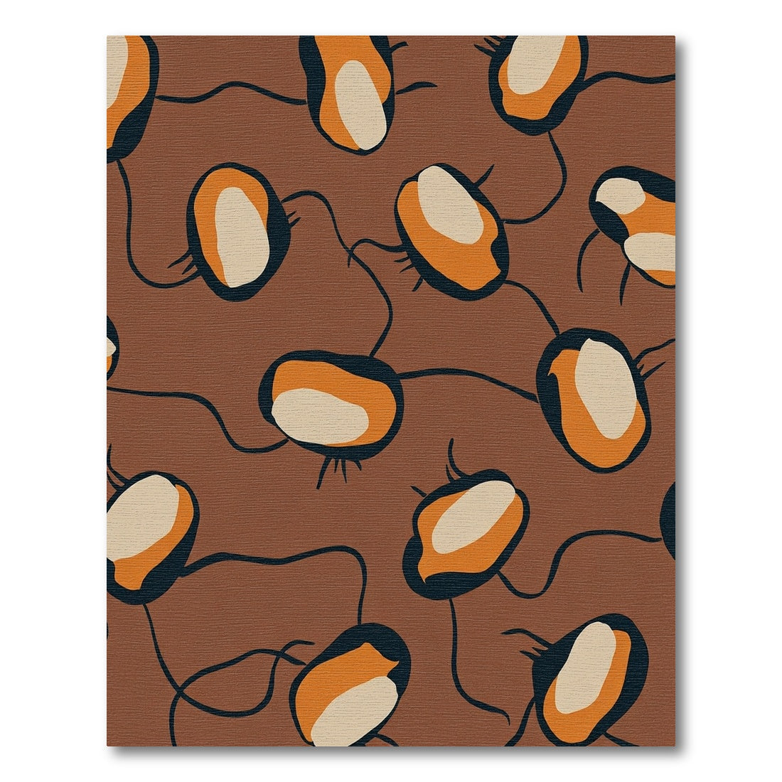 Abstract Earthy Orange Bean Cluster Rug