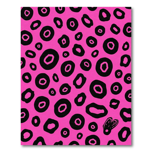 Hot Pink Black Spotted Abstract Rug