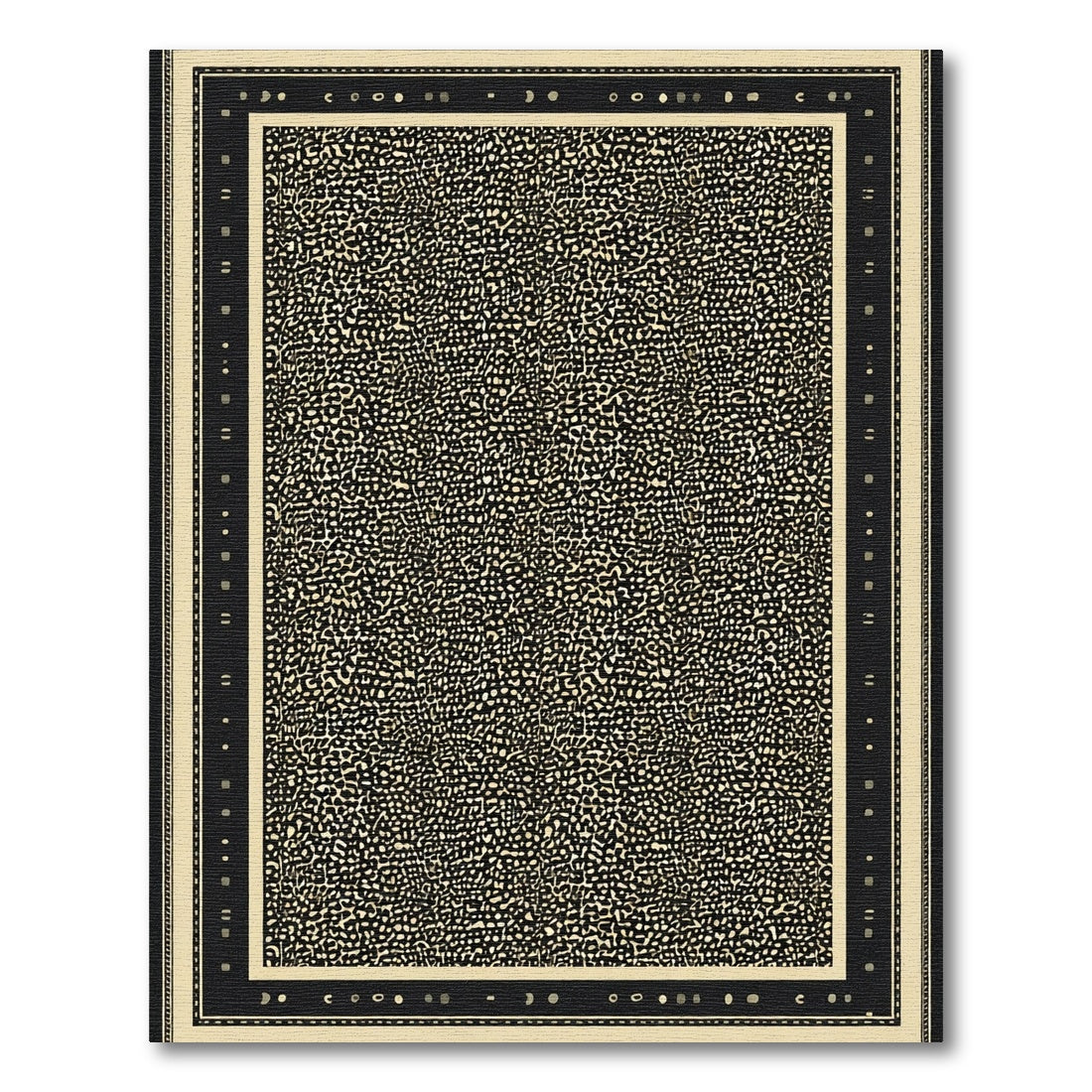 Abstract Speckled Black Ivory Border Rug