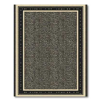 Abstract Speckled Black Ivory Border Rug
