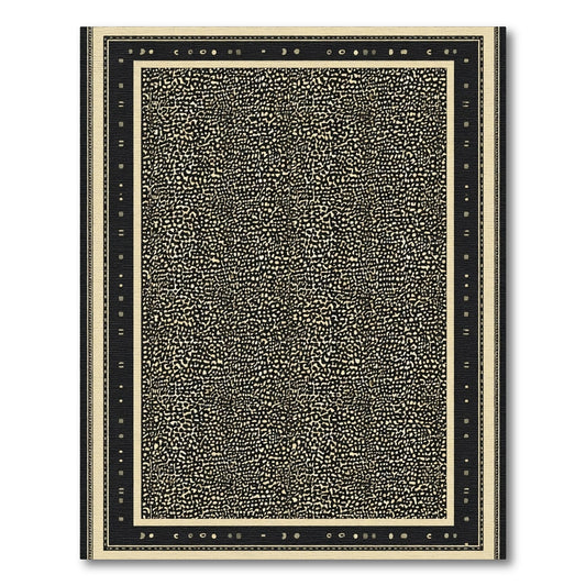Abstract Speckled Black Ivory Border Rug
