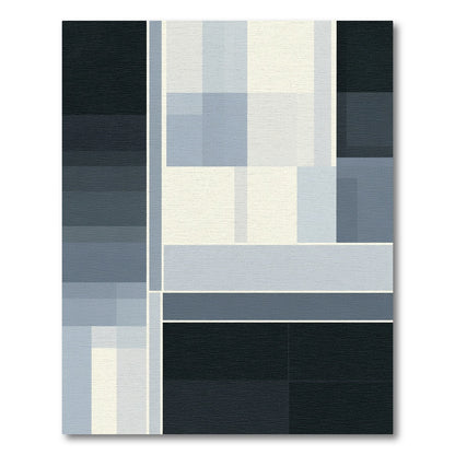 Cool Toned Geometric Blocks Rug