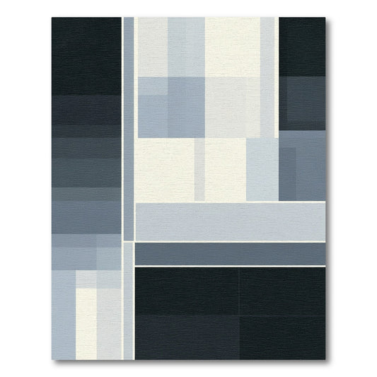 Cool Toned Geometric Blocks Rug