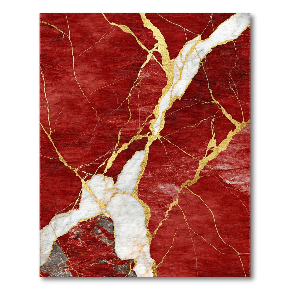 Red Marble Gold Vein Area Rug