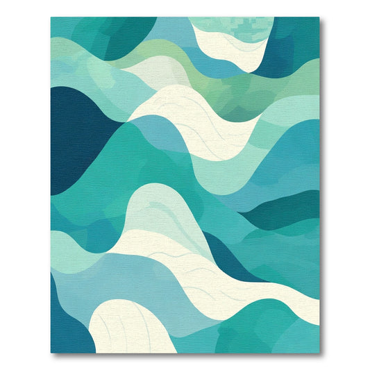 Aqua Blue Abstract Waves Rug