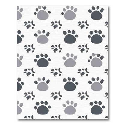 Gray Paw Prints Scattered Pattern Rug