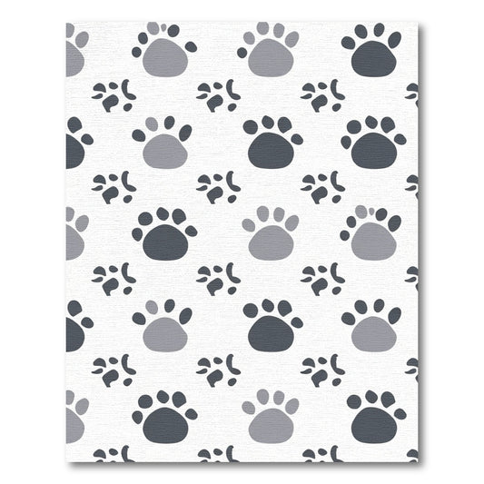 Gray Paw Prints Scattered Pattern Rug
