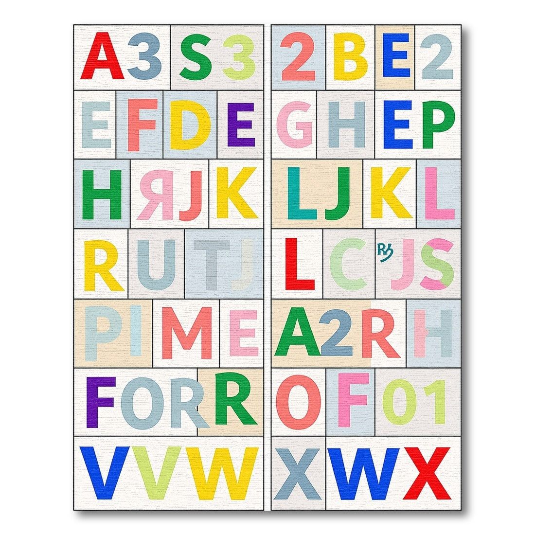 Multicolor Alphabet Block Rug