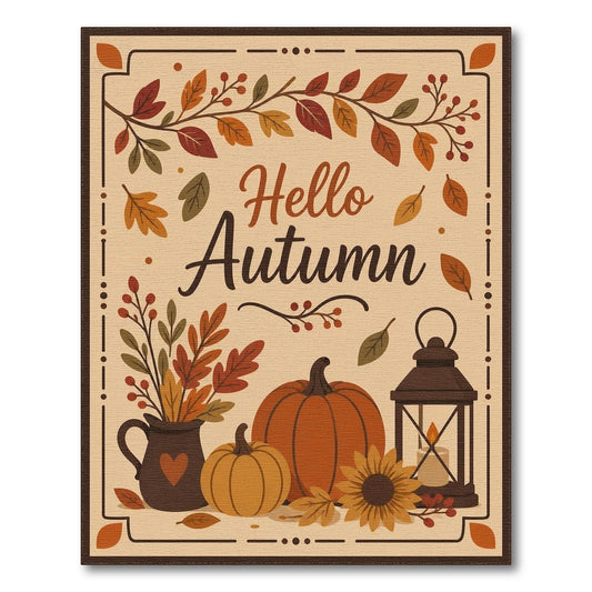 Hello Autumn Pumpkin Area Rug