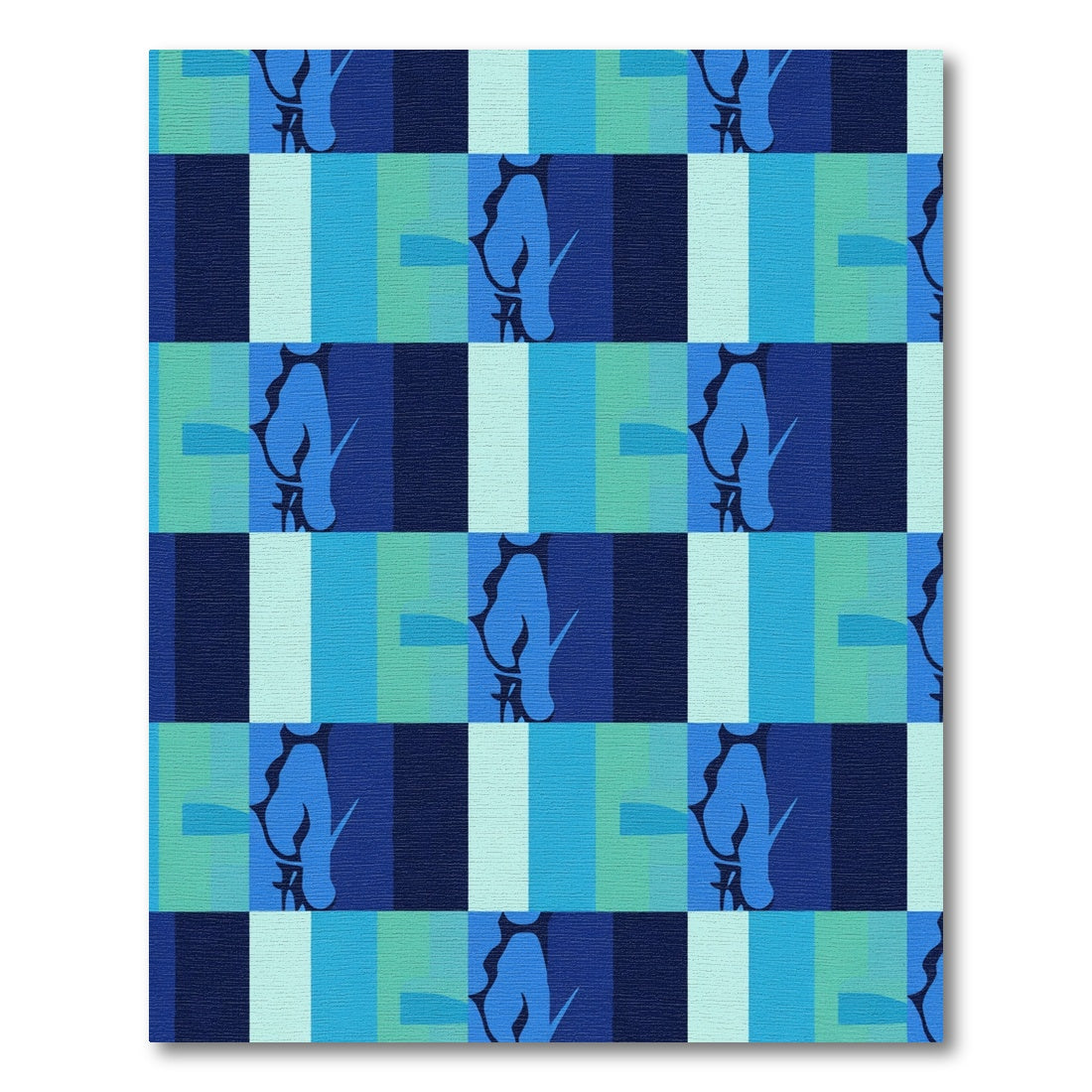 Abstract Blue Tones Vertical Stripe Collage Rug