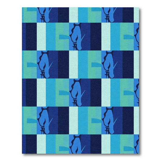 Abstract Blue Tones Vertical Stripe Collage Rug