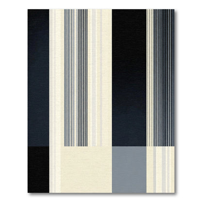 Modern Navy Cream Stripe Collage Rug
