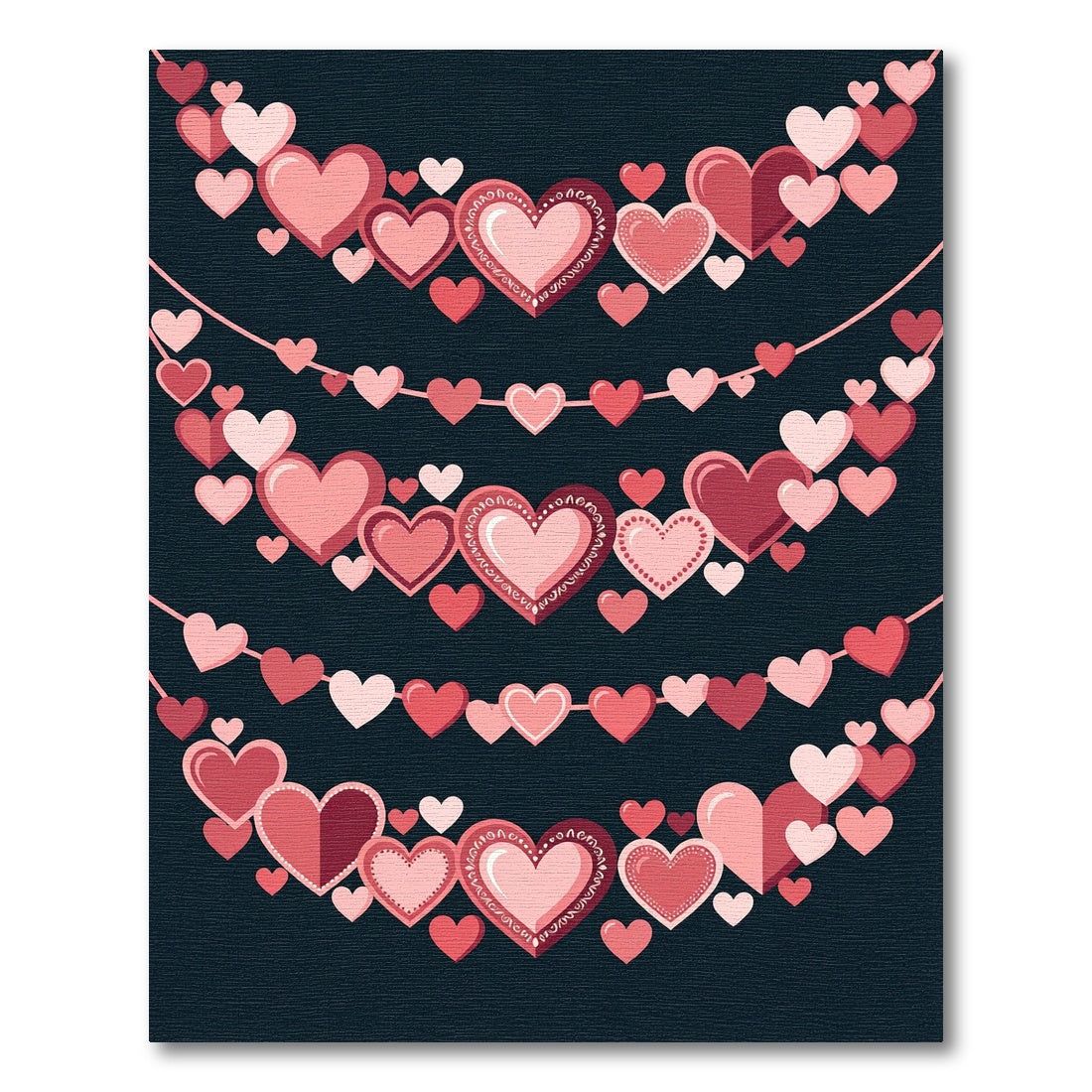 Various Pink Heart Garland Composition Rug
