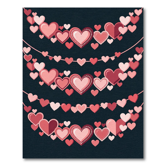 Various Pink Heart Garland Composition Rug