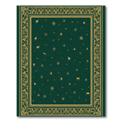 Emerald Golden Forest Creatures Border Rug