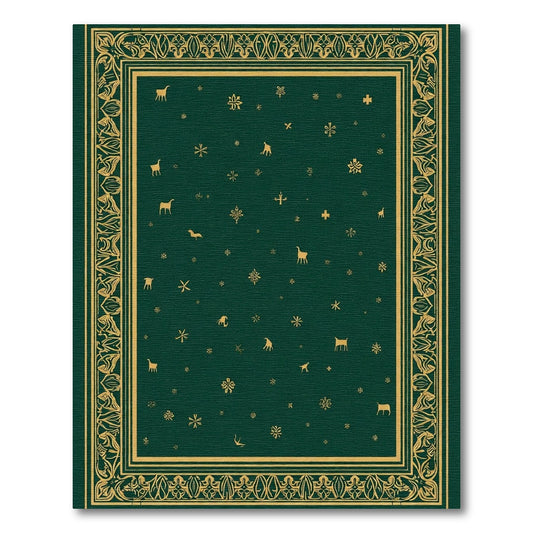 Emerald Golden Forest Creatures Border Rug
