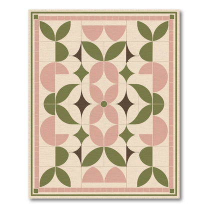 Pink Geometric Leaf Area Rug