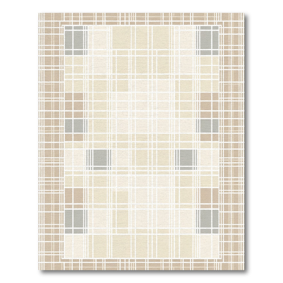Neutral Plaid Grid Lines Rug