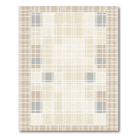 Neutral Plaid Grid Lines Rug