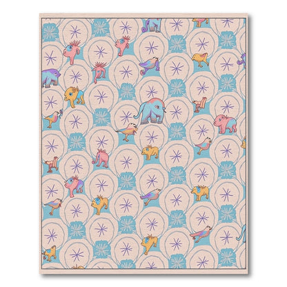Whimsical animal and floral arrangement Rug
